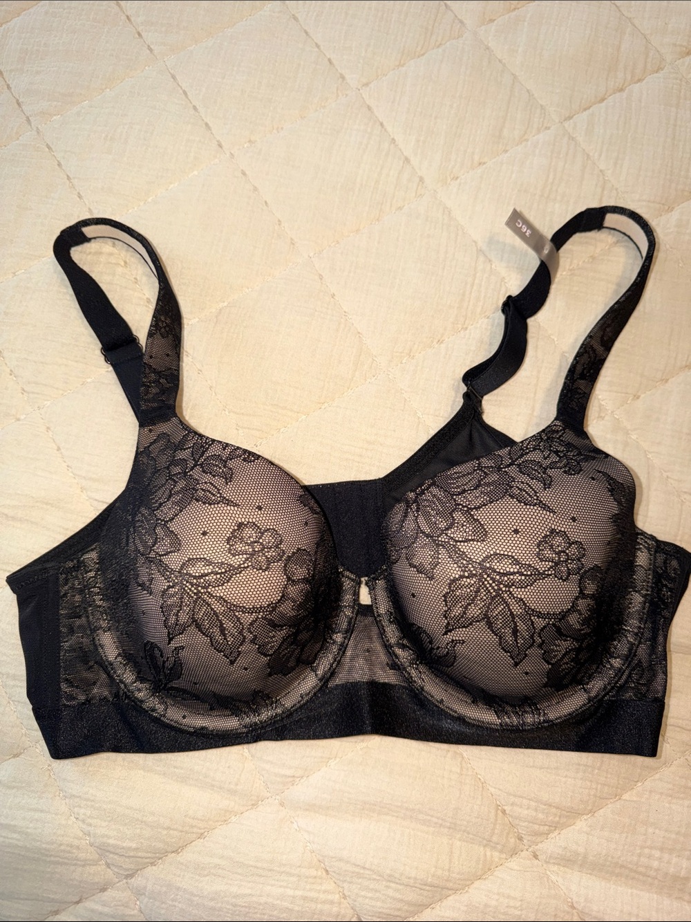 Ambrielle Black Sheer Floral Lace Underwire Bra
